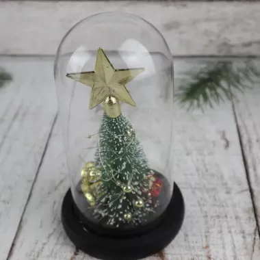 Ночник новогодняя елка в стеклянной колбе gold star