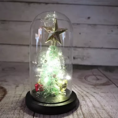 Ночник новогодняя елка в стеклянной колбе gold star