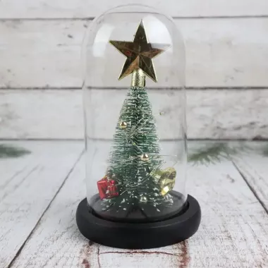 Ночник новогодняя елка в стеклянной колбе gold star