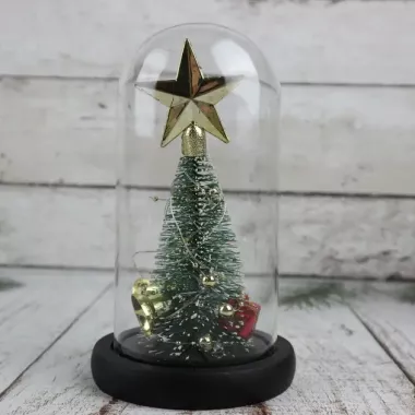 Ночник новогодняя елка в стеклянной колбе gold star