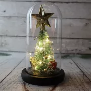 Нічник новорічна ялинка у скляній колбі gold star