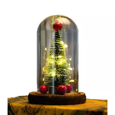 Новорічна ялинка в колбі з LED підсвічуванням зі світлодіодною гірляндою