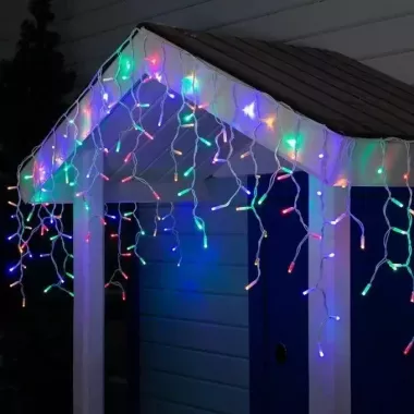 Новогодняя праздничная гирлянда бахрома 120 Led прозрачный провод 3х0.5 м Новогодняя праздничная гирлянда бахрома 120 Led прозрачный провод 3х0.5 м