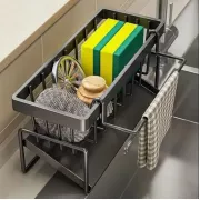 Органайзер для кухонной раковины, прочная полка для раковины, многофункциональный полка для хранения губок и кухонных принадлежностей SKLM-8