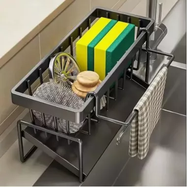 Органайзер для кухонной раковины, прочная полка для раковины, многофункциональный полка для хранения губок и кухонных принадлежностей SKLM-8