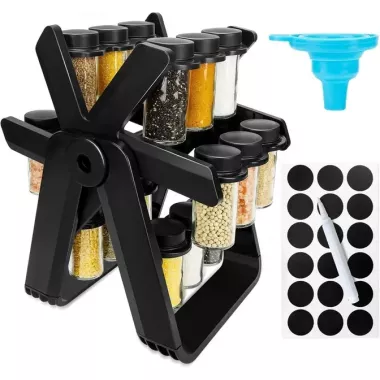 Органайзер для специй и приправ YZDJQX Набор 18 стеклянных емкостей на вращающемся колесе