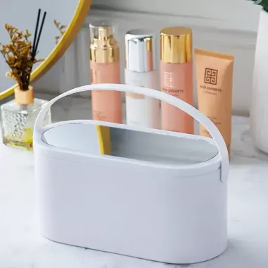 Органайзер кошик бокс ємність настільна для косметики із дзеркалом підсвічуванням від USB