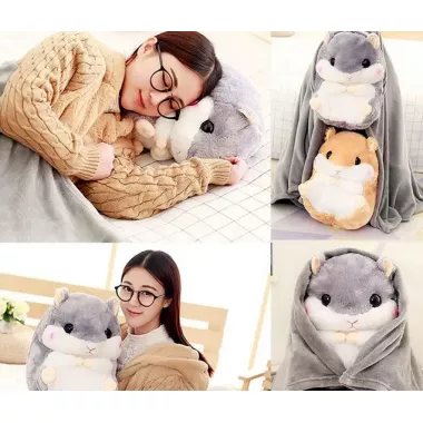 Серый Плед-хомяк 3 в 1, Плед, Игрушка, Подушка Серый Плед-хомяк 3 в 1, Плед, Игрушка, Подушка