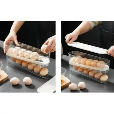 Подставка-органайзер для хранения яиц двухслойная с автоматическим качением Подставка-органайзер для хранения яиц двухслойная с автоматическим качением