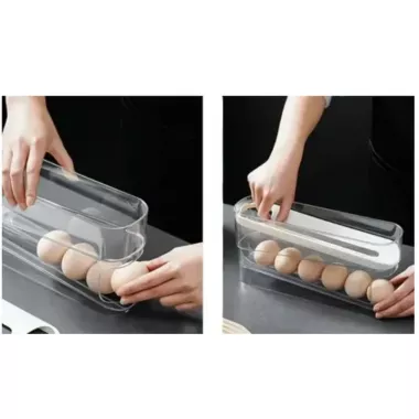 Подставка-органайзер для хранения яиц двухслойная с автоматическим качением Подставка-органайзер для хранения яиц двухслойная с автоматическим качением