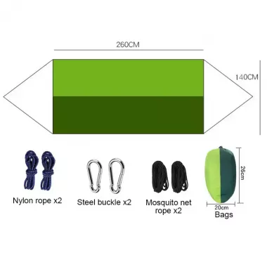 Подвесной гамак с москитной сеткой HIeha нейлоновый, с карманом, полный комплект