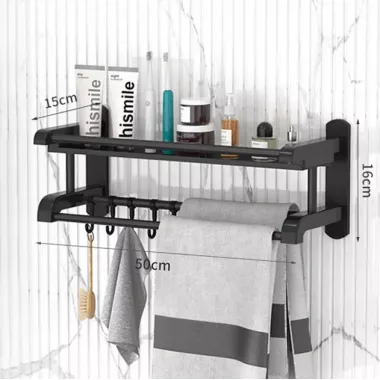 Полка для ванной комнаты с вешалкой для полотенец  SKLM-9 40см