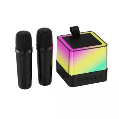 Портативная Bluetooth колонка K18 с LED подсветкой 2 микрофона черный Портативная Bluetooth колонка K18 с LED подсветкой 2 микрофона черный