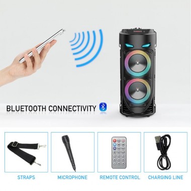 Портативная Bluetooth-колонка Sing-e ZQS4239 с LED-подсветкой / Беспроводная колонка для вечеринок с микрофоном 30W Портативная Bluetooth-колонка Sing-e ZQS4239 с LED-подсветкой / Беспроводная колонка для вечеринок с микрофоном 30W