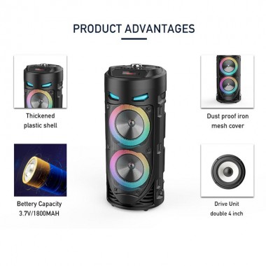 Портативная Bluetooth-колонка Sing-e ZQS4239 с LED-подсветкой / Беспроводная колонка для вечеринок с микрофоном 30W Портативная Bluetooth-колонка Sing-e ZQS4239 с LED-подсветкой / Беспроводная колонка для вечеринок с микрофоном 30W