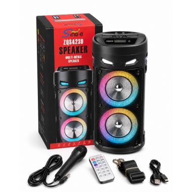 Портативная Bluetooth-колонка Sing-e ZQS4239 с LED-подсветкой / Беспроводная колонка для вечеринок с микрофоном 30W Портативная Bluetooth-колонка Sing-e ZQS4239 с LED-подсветкой / Беспроводная колонка для вечеринок с микрофоном 30W