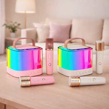 Портативная Bluetooth-колонка T7 с LED подсветкой / Караоке-колонка для детей и взрослых 2 микрофона Портативная Bluetooth-колонка T7 с LED подсветкой / Караоке-колонка для детей и взрослых 2 микрофона
