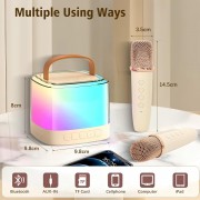 Портативная Bluetooth-колонка T7 с LED подсветкой / Караоке-колонка для детей и взрослых 2 микрофона