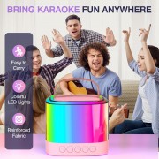 Портативная Bluetooth-колонка T7 с LED подсветкой / Караоке-колонка для детей и взрослых 2 микрофона