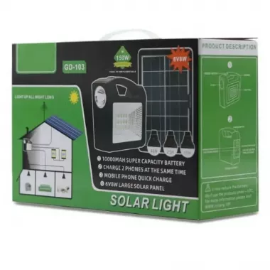 Портативная станция для зарядки GD 103 с 3  лампами и солнечной панелью 150W