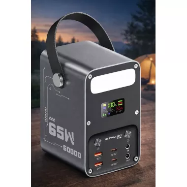 Потужний PowerBank 60000 mAh 65W PD для ноутбуків із DC-виходом та ліхтарем