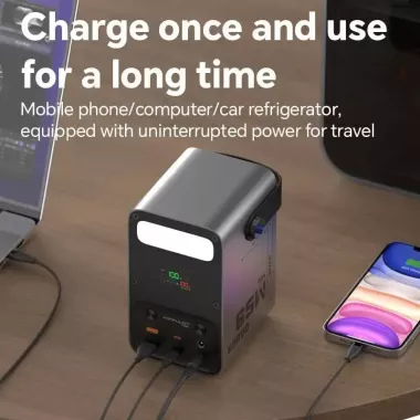 Потужний PowerBank 60000 mAh 65W PD для ноутбуків із DC-виходом та ліхтарем