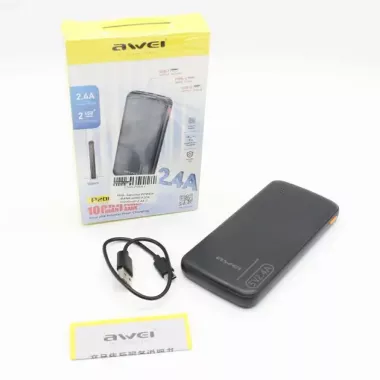 Портативный аккумулятор AWEI P20K 10000mAh 2USB / Повербанк для телефона