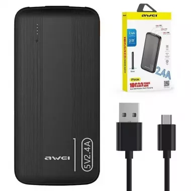 Портативный аккумулятор AWEI P20K 10000mAh 2USB / Повербанк для телефона