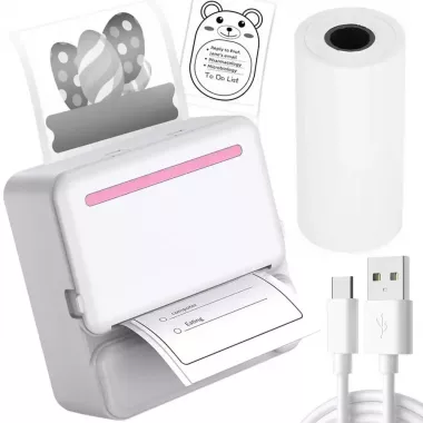 Портативный термопринтер с Bluetooth + рулон термобумаги, C19 / Мини принтер для печати