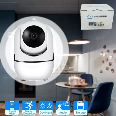 Поворотная IP камера QC011 беспроводная WiFi для видеонаблюдения со звуком и ночным видением