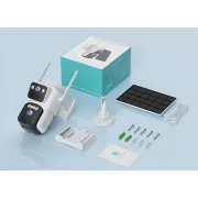 Поворотная WiFi камера 2 линзы 4к / Видеокамера с солнечной панелью 8mp