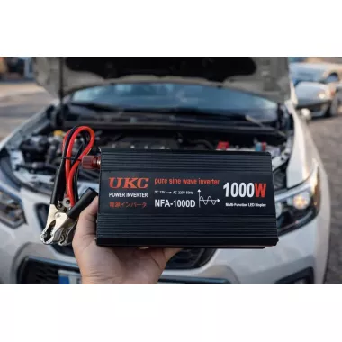 Перетворювач напруги 12V-220V UKC 1000 Вт з чистою синусоїдою / автомобільний інвертор 12 В 220 В з цифровим дисплеєм та USB виходом Перетворювач напруги 12V-220V UKC 1000 Вт з чистою синусоїдою / автомобільний інвертор 12 В 220 В з цифровим дисплеєм та USB виходом