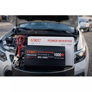 Перетворювач напруги 12V-220V UKC 1000 Вт з чистою синусоїдою / автомобільний інвертор 12 В 220 В з цифровим дисплеєм та USB виходом Перетворювач напруги 12V-220V UKC 1000 Вт з чистою синусоїдою / автомобільний інвертор 12 В 220 В з цифровим дисплеєм та USB виходом
