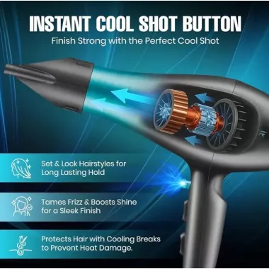 Профессиональный мощный фен для волос VGR V-455 с холодным и горячим воздухом 2400 Вт