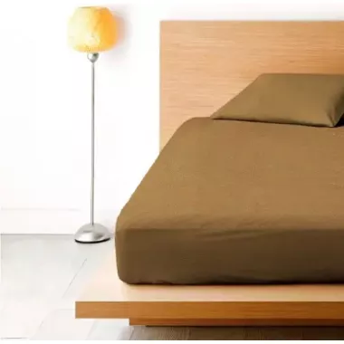 бежеве Простирадло махрове на резинці з наволочками Anisa (220х240+30 см)