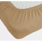 бежеве Простирадло махрове на резинці з наволочками Anisa (220х240+30 см)