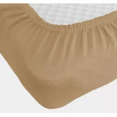 бежеве Простирадло махрове на резинці з наволочками Anisa (220х240+30 см)