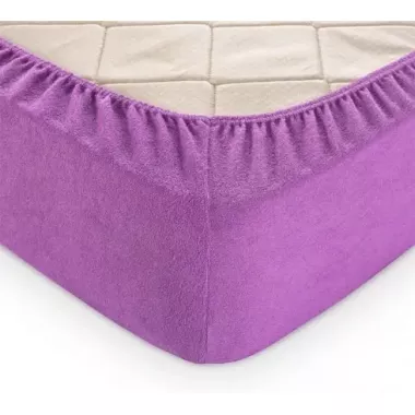 бузкове Простирадло махрове на резинці з наволочками Anisa (220х240+30 см) бузкове Простирадло махрове на резинці з наволочками Anisa (220х240+30 см)