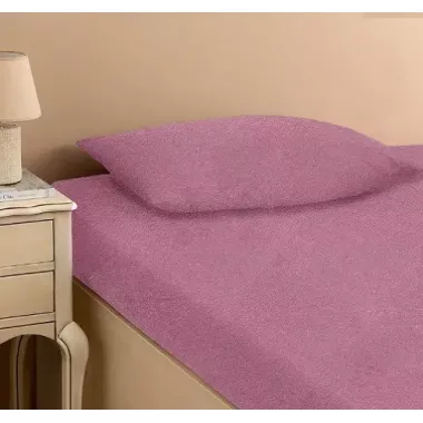 лавандовый Простынь махровая на резинке с наволочками Anisa  (220х240+30 см)