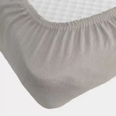 світло сіре Простирадло махрове на резинці з наволочками Anisa (220х240+30 см)