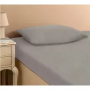 світло сіре Простирадло махрове на резинці з наволочками Anisa (220х240+30 см)