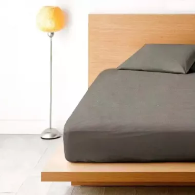 світло сіре Простирадло махрове на резинці з наволочками Anisa (220х240+30 см)