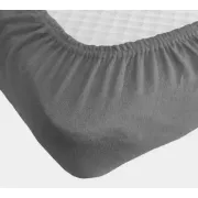 темно-сіре Простирадло махрове на резинці з наволочками Anisa (220х240+30 см)