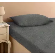 темно-сіре Простирадло махрове на резинці з наволочками Anisa (220х240+30 см)