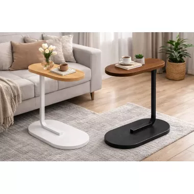 Прикроватный столик Stenson с деревянной столешницей и металлическим основанием 28×45×60 см