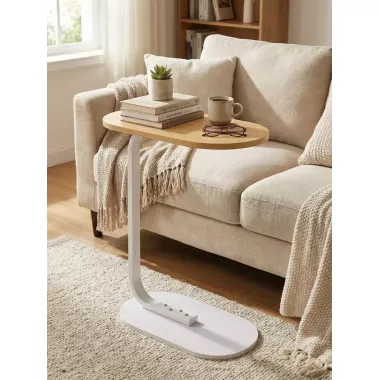 Прикроватный столик Stenson с деревянной столешницей и металлическим основанием 28×45×60 см светло-коричневый