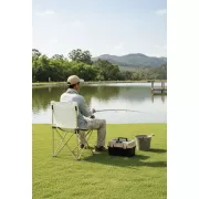 Раскладной стул туристический для кемпинга 42х41х72 см с карманом Бежевый
