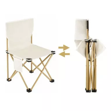 Розкладний стілець туристичний для кемпінгу 42х41х72 см з кишенею Бежевий