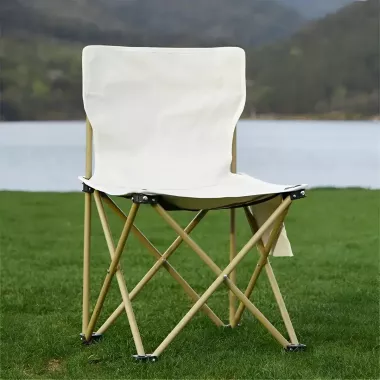 Розкладний стілець туристичний для кемпінгу 42х41х72 см з кишенею Бежевий