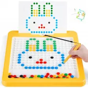 Развивающая магнитная мозаика для детей + карточки / Магнитная доска для творчества 26х26х2,5 см
